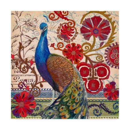Art Licensing Studio 'Peacock Decor Red' Canvas Art,18x18